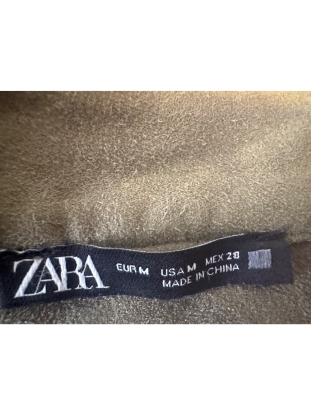 ZARA Olive Green Medium Faux Suede Midi High Waisted Skirt Polyester Blend - Picture 4 of 12